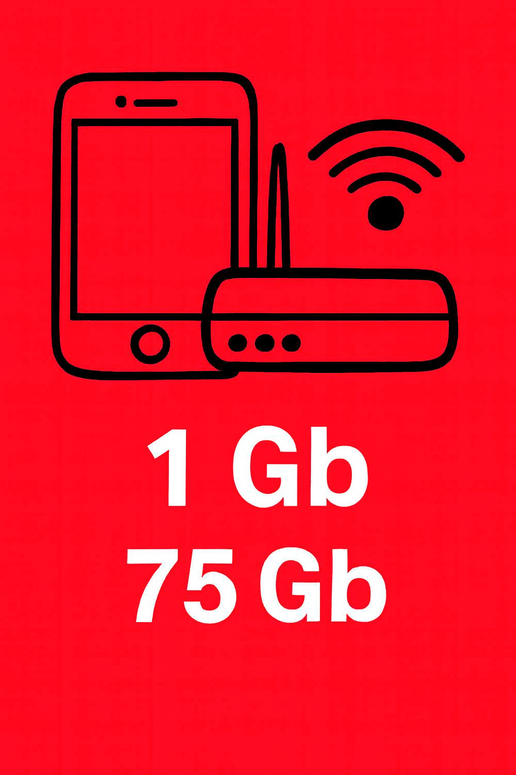 1Gb-ko Zuntza eta Mugikorra 75Gb-rekin eta dei mugagabeak 5G, VoLTE eta VoWiFi-rekin.