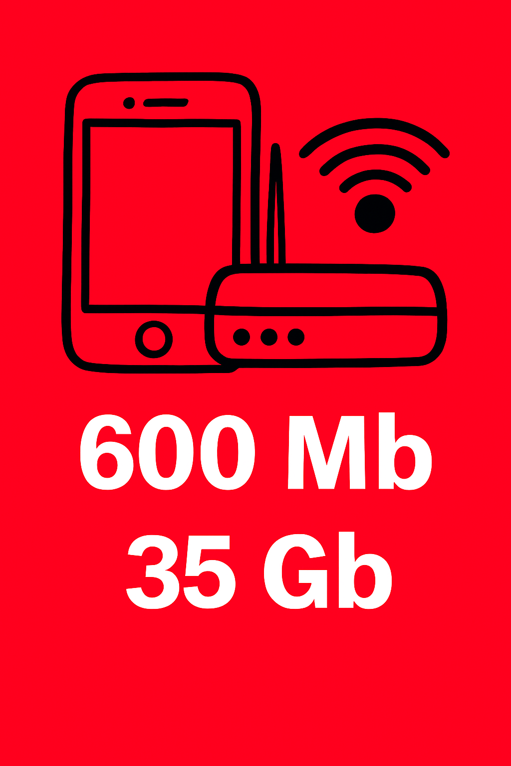 600 Mb Zuntza eta Mugikorra 35 Gb-rekin eta dei mugagabeak 5G, VoLTE eta VoWifi-rekin.