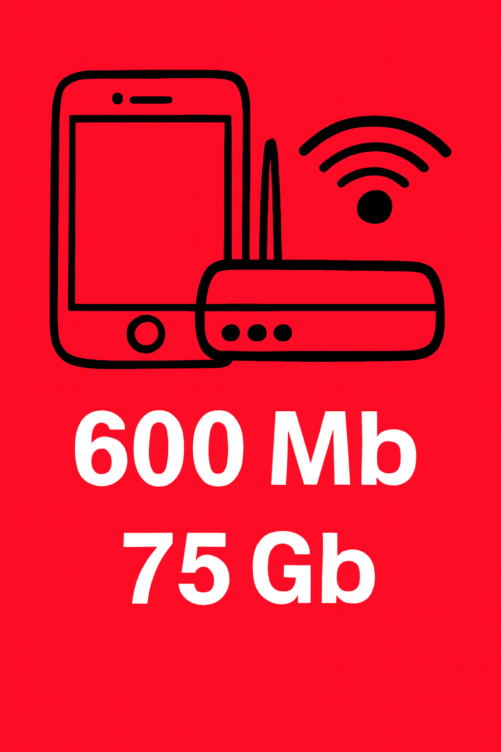 600 Mb Zuntza eta Mugikorra 75 Gb-rekin eta dei mugagabeak 5G, VoLTE eta VoWifi-rekin.