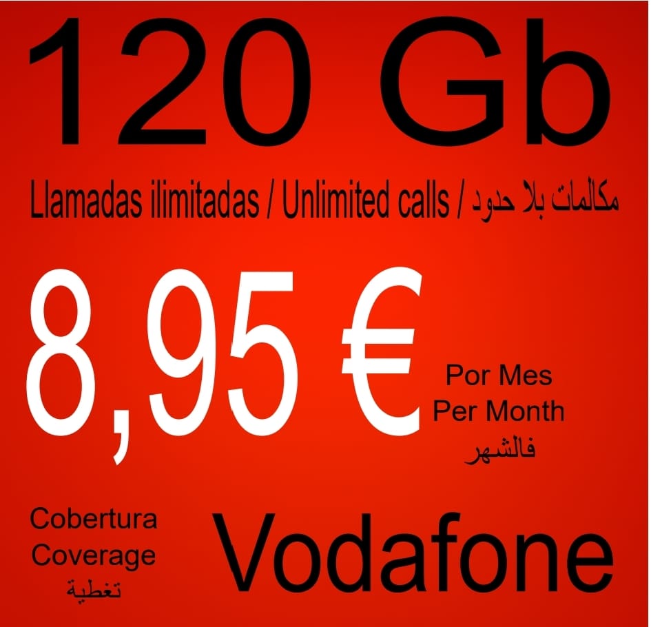 120 GB-ko Vodafone estaldura dei mugagabeekin, 5G, VoLTE eta VoWiFi-rekin